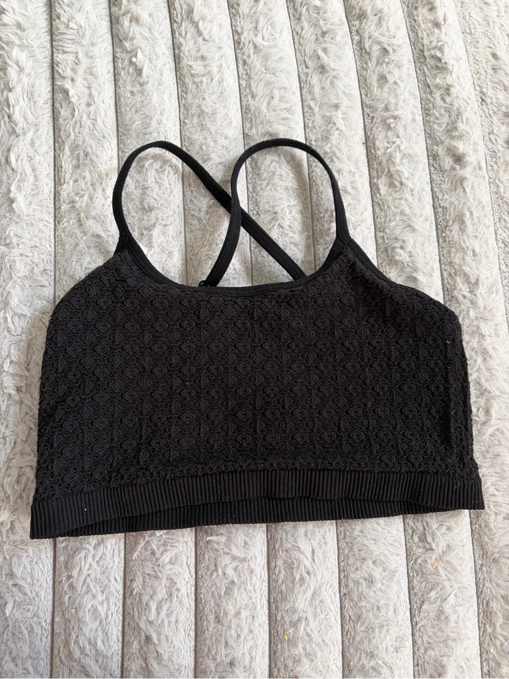 Colsie Black Lace Crop Bralette with Crisscross Straps